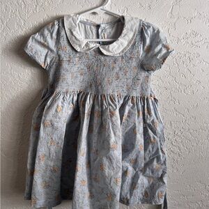 Floral Blue Kids Dress with Peter Pan Collar